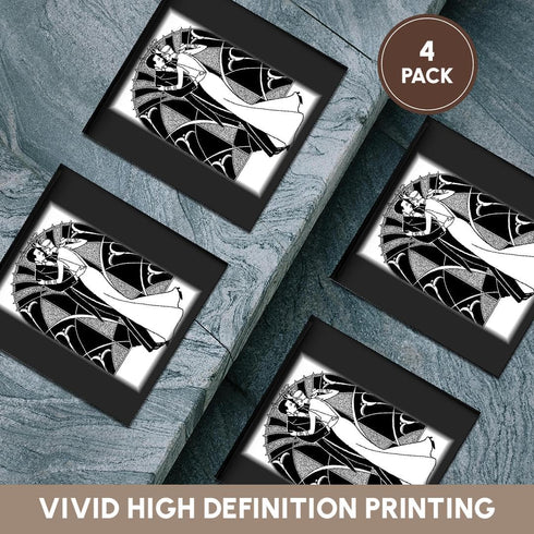 3dRose CST_41536_3 Art Deco Dancing Couple Ceramic Tile Coasters, Set of 4...