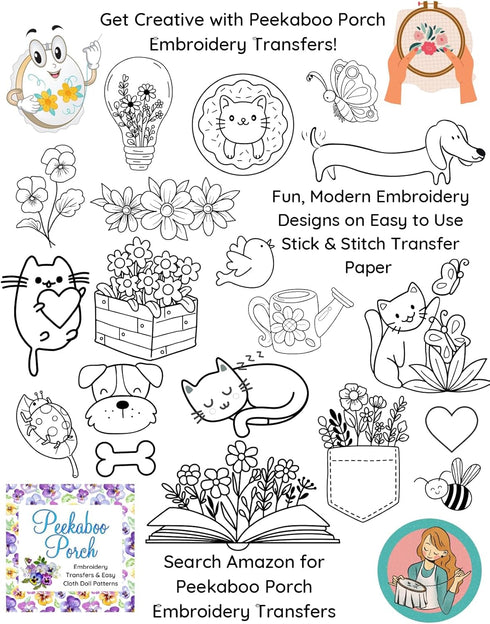 Fall Autumn Pumpkin Ready-to-Use Embroidery Design Transfers on Stick and Stitch Water Soluble Sewing Stabilizer Paper for Hand Embroidery Kit Thr...