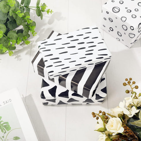 AnyDesign 12 Sheet Black White Wrapping Paper Minimalist Gift Wrap Paper Bulk Geometric Stripes Dots Art Craft Paper for Birthday Graduation DIY C...