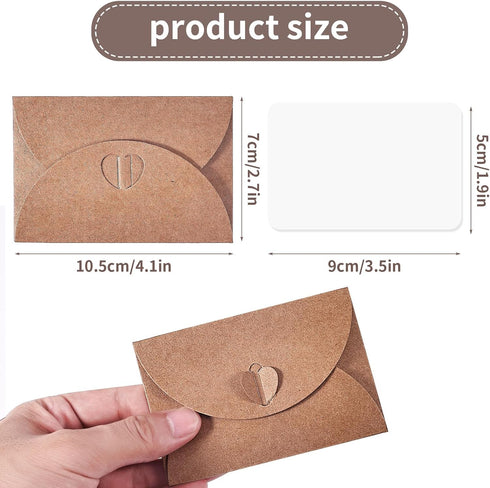 50PCS Mini Cards with Envelopes, Mini Envelopes with Heart Shaped Clasp, Small Cards with Envelopes Gift Card Envelopes Business Card Envelopes fo...