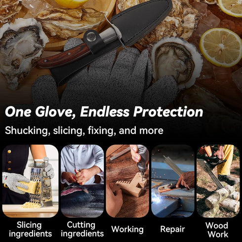 Oyster Knife,Oyster Shucking Kit, Oyster Shucking Knife With Comfort Wood-handle,Sturdy And Sharpness Oyster Knives,Oyster Shucker With 5 leve Pro...