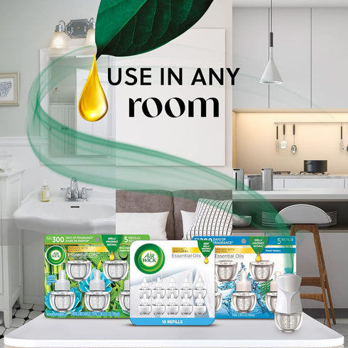 Air Wick Plug in Scented Oil Starter Kit (Warmer + 2 Refills), Calming Sea Spray & Breeze, Air Freshener, Essential Oils...