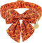Halloween Dog Collar with Bow Tie, Pumpkin Cotton Bowtie Collar for Puppy Girl Dog or Cat, Halloween Bow Tie Collar with Durable Metal Buckle, Ado...