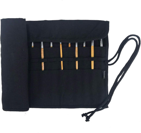 30 Pockets Artist Paint Brush Holder, Canvas Roll Up Case Bag & Storage Organizer Pouch Case- Store Brush, Pens Tools...