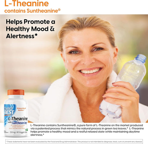 Doctor's Best L-Theanine Contains Suntheanine, Helps Reduce Stress & Sleep, Non-GMO, Gluten Free, Vegan, 150 mg (DRB-00197), 90 Count...