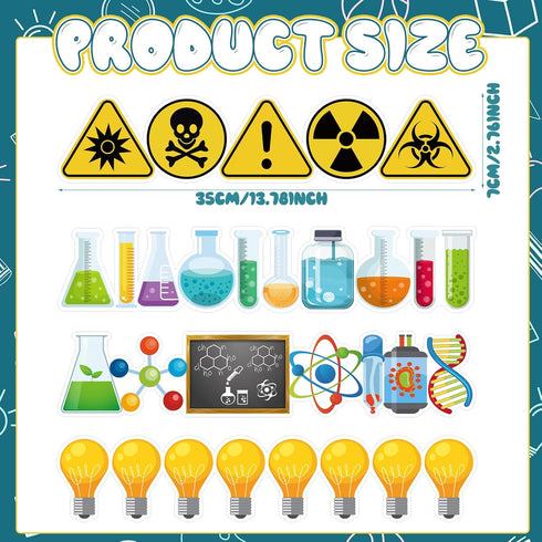 80 Pcs 91.8 ft Science Bulletin Board Borders Science Lab Borders Science Classroom Decorations Self Adhesive Chemistry Biology Fair Stickers for ...