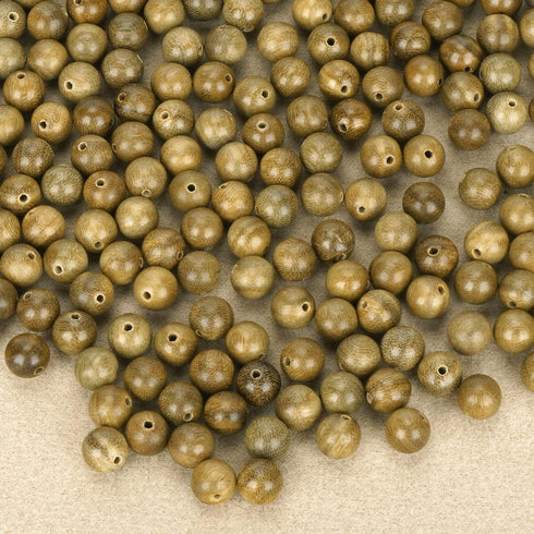 200pcs 6mm Natural Sandalwood Round Beads Gorgeous Craft Handmade Polished Spacer Mala Pray Beads with Elastic Cord for Bracelets DIY Rosary Tasbi...