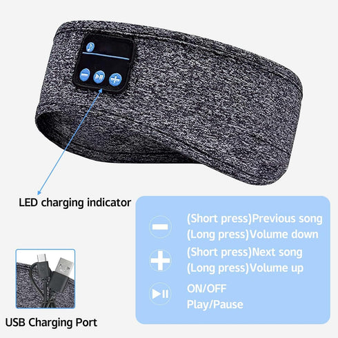 Bluetooth Music Sleep Headphones, Bluetooth Sports Headphones, Talking Hairband with HD Stereo Speakers for Exercise, Jogging, Yoga, Insomnia, Tra...