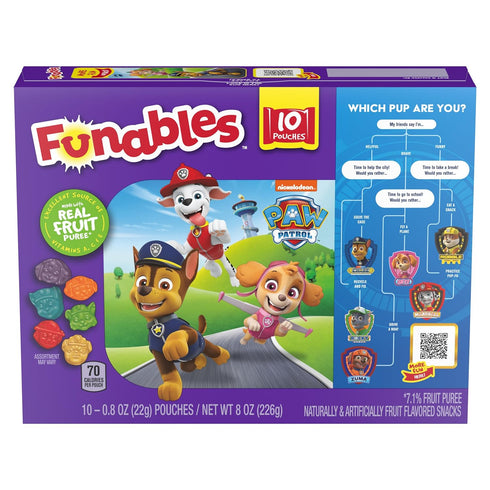 Funables Fruity Snacks, PAW Patrol, Assorted Fruit, Flavored Snacks, 0.8 oz 10 ct...