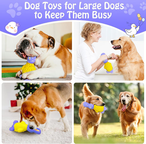 Dog Toys for Aggressive Chewers: Tough Dog Chew Toys-Large Squeaky Dog Toys for All Breed Sizes to Keep Them Busy (Purple)...