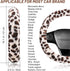 Fuzzy Steering Wheel Cover for Women Girls, Accmor Universal Fit 15 inch Fur Car Wheel Cover & Handbrake Cover & Gear Shift Cover Set, Fashion Leo...