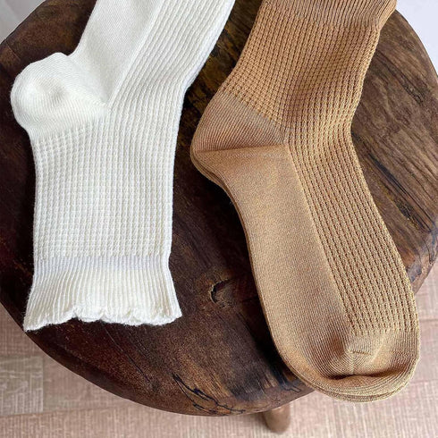 Women Cute Ruffle Frilly Turn Cuff Ankle Socks Scalloped Pointelle Solid Casual Crew Socks 4 Pairs...