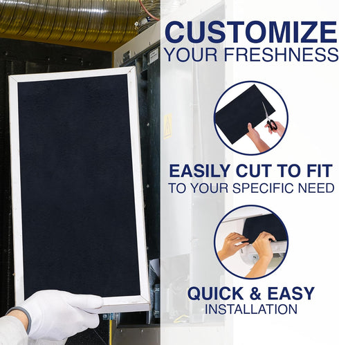 Cut To Fit Air Filter - Carbon Pad Pre Filter for Air Purifiers Furnace Filters, Trash Cans and Air Conditioner Filters, 1/6" thick, 16" x 48" She...