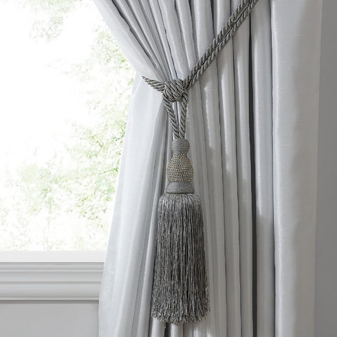 Elrene Home Fashions Julia Rhinestone Tassel Curtain Tieback, 26", Grey...