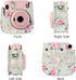 Yoption Instant Camera Case Compatible with Instax Mini 12/11/9/8/8+, PU Leather Camera Bag with Pocket and Adjustable Shoulder Strap (Green Flora...