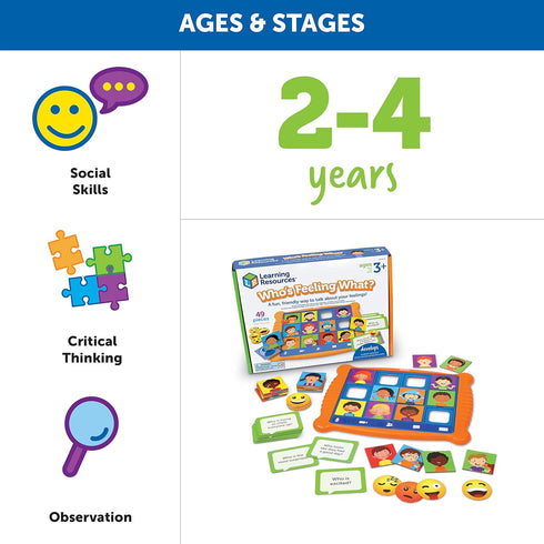 Learning Resources Who's Feeling What?,Social Emotional Learning Games, Communication Games for Kids, Emotion Toys, Feeling Toys for Kids, 49 Piec...