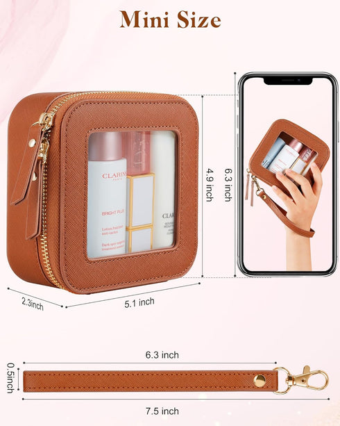 Clear Makeup Bag | Mini Makeup Bag with Wrist Keychain | Small Cosmetic Bags for Purse | Cute Make Up Pouch | Car Organizer | Travel Toiletry Purs...