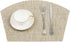SHACOS Small Round Table Placemats Wedge Placemat Set of 4 Non Slip Heat Resistant Woven Vinyl Table Mats Wipe Clean Indoor Outdoor (4, Beige Yell...