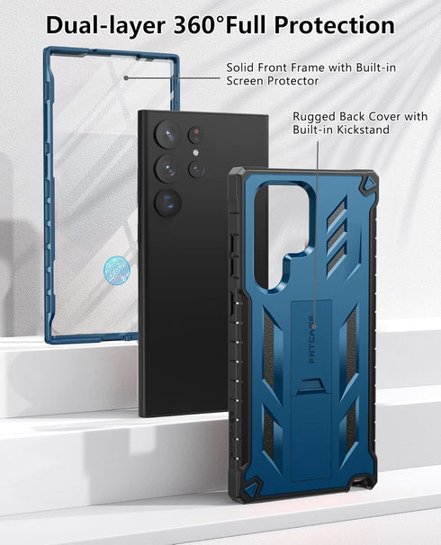 FNTCASE for Samsung Galaxy S23-Ultra Case: Military Grade Drop Proof Protection Mobile Cover with Kickstand | Matte Textured Rugged Shockproof TPU...