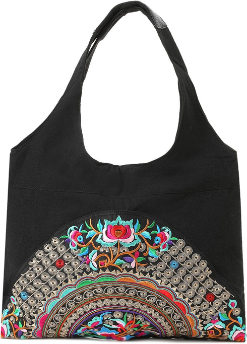 MAZEXY Tote Handbags for Women Large Embroidered Canvas Shoulder Bag Daily Bag...