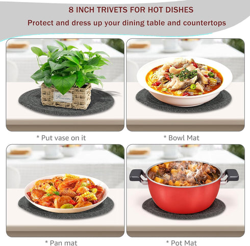 8" Trivet Mats Set for Hot Dishes, Hot Pots and Pans, 6 Heat Resistant Pot Holders, Anti Stain Hot Pads,Thick Heat Resistant Large Coaster, Home E...