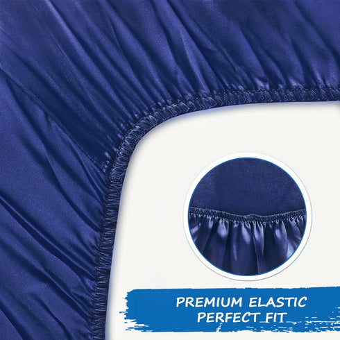 Satin Crib Sheet, Soft & Silky Fitted Crib Mattress Sheet (52"x28"x8") for Boys and Girls, Great for Baby with Hair and Skin, Navy...