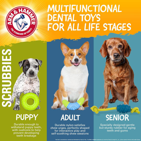 Arm & Hammer for Pets Scrubbies Boomerang Chew Toy for Adult Dogs Infused with Baking Soda - Durable Teething Toy with Unique Shape for Fetch & Ch...