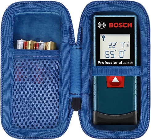 co2CREA Hard Case compatible with Bosch GLM 20 Compact Blaze 65' Distance Measure (Black Case + Inside Blue + Blue Zipper)...