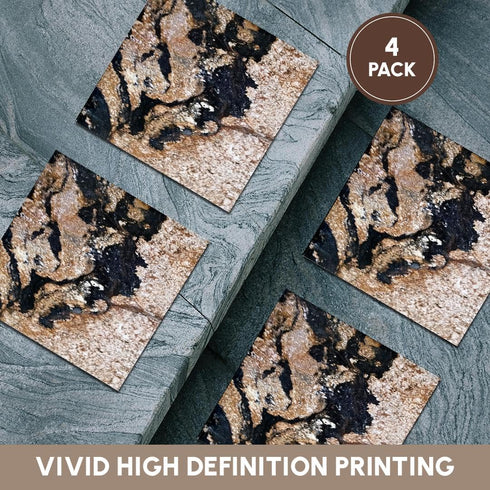 3D Rose CST_252649_3 Image of Black & Gold Speckled Granite Ceramic Tile Coasters...
