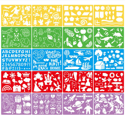 Drawing Stencils Set for Kids, 20 pcs DIY Drawing Template,Bullet Journal Stencil,Over 300 Different Patterns,Reusable Washable Craft...