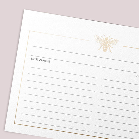 50 Gold Foil Bee Recipe Cards from Dashleigh, 4x6 inches, Double-Sided...