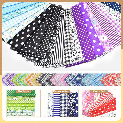 9.8X 9.8" 56Pcs Cotton Print Fabric Bundle Squares Pre-Cut Design Printed Quilting Sewing Floral for Quilting Patchwork DIY Craft Scrapbooking Clo...
