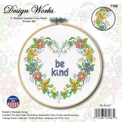 Design Works Crafts Inc. Be Kind Counted Cross Stitch Kit with Hoop, Multi...