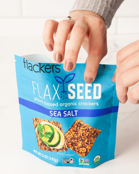 Flackers Organic Sea Salt Flaxseed Crackers, 5 Ounce 1-Pack, Gluten Free, Non GMO, Vegan, Keto Snack, 9g Fiber, 1g Net Carb...