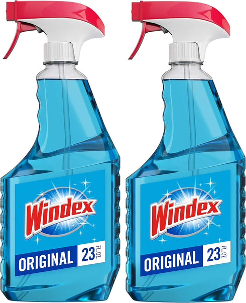 Windex Glass and Window Cleaner Spray Bottle, Bottle Made from 100% Recovered Coastal Plastic, Original Blue, 23 fl oz (Pack of 2)...