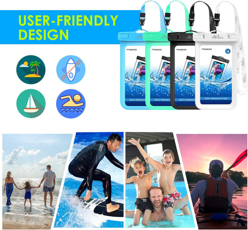 MoKo Waterproof Phone Pouch Holder 4Pack, Underwater Phone Case Dry Bag with Lanyard Compatible with iPhone 14 13 12 11 Pro Max X/Xr/Xs Max/SE 3, ...
