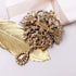 LAXPICOL Wedding Bridal Big Brown Crystal Rhinestone Bouquet Brooch Pin for Women Golden Tone...