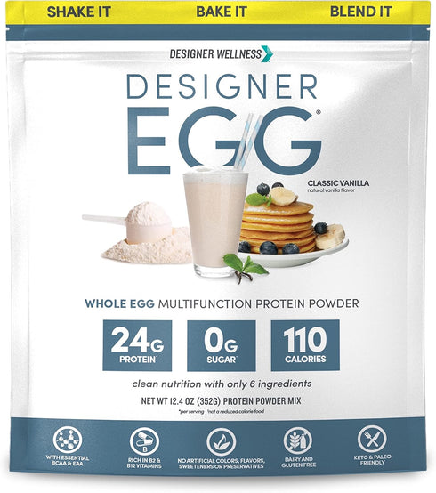 Designer Wellness, Designer Egg, Natural Egg Yolk & Egg White Protein Powder, Keto and Paleo Friendly, Low Calorie, Less Fat and Cholesterol, Clas...