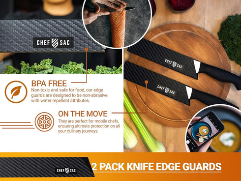 Chef Sac Knife Edge Guards | Universal Knife Cover & Professional Knife Protector | Durable BPA-Free ABS Plastic Knife Guards | Gentle Non-Scratch...