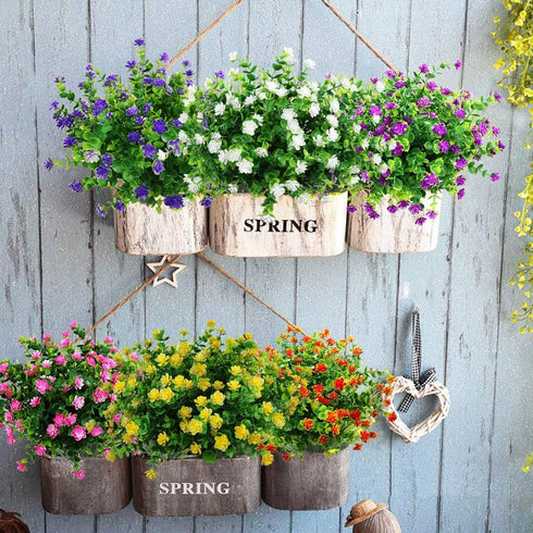 Artificial Flowers for Outdoors Artificial Plants & Flowers Fake UV Resistant Faux Plastic Greenery Shrubs for Outside Haning Planter Home Wedding...