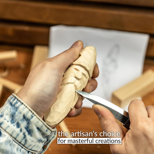 NX-W Wood Carving Knife Woodworking - Elite Woodworking Knife for Whittling Experience, Robust Roughing Knife for Wood Carving Quality, Novice's D...