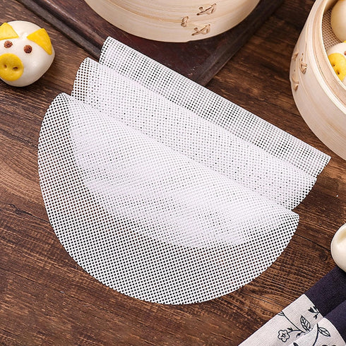 10 Pcs 10 inch Non-stick Silicone Steamer Mesh Mat, Reusable Bamboo Steamer Liner Pad, Round Silicone Steamer Liners, Dim Sum Mesh Round Dumplings...