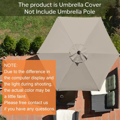 EliteShade USA 7.5FT Replacement Covers 6 Ribs Market Patio Umbrella Canopy Cover (CANOPY ONLY) (Beige)...