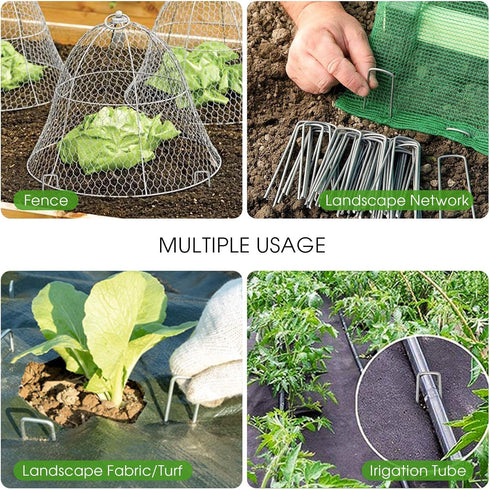 6 Inch Galvanized Garden Landscape Staples Stakes, 25 50 100 PCS Anti-Rust Garden Staples U-Shaped Landscape Pins for Secure Lawn Fabric (25, 6 in...