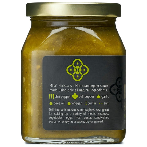 Mina Harissa Green Hot Sauce, 10 oz, Homestyle Moroccan Green Chili Garlic Sauce, Your New Salsa Verde for Spicing Up Any Dish, Harissa Sauce Perf...