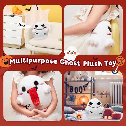 Halloween Ghost Plush Pillow - Cuddly Double-sided Ghostface Plush Doll,Trick or Treat, 9.4"Soft Ghost Stuffed Animal Toy Gifts for Boys Girls,Hal...