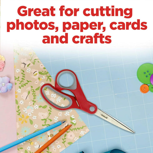 Scotch Multi-Purpose Stainless Steel All-Purpose 2 Pairs of Scissors, 8 Inches, Red & Gray, Great for home, school and office...