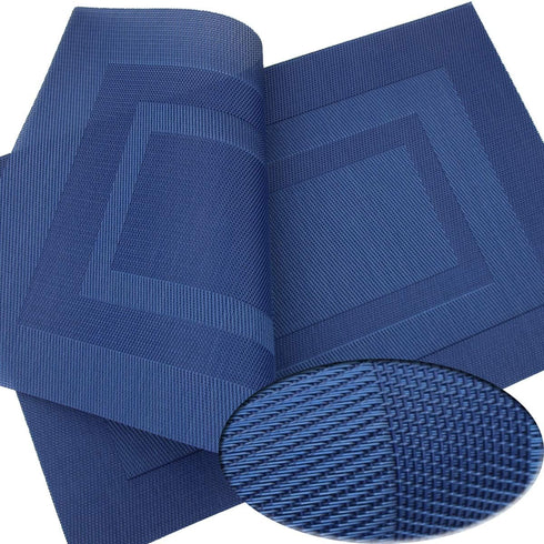 PIGCHCY Placemats,Washable Vinyl Woven Table Mats,Elegant Durable Placemats for Dining Table Set of 4 (18 x 12 inches, Navy Blue)...