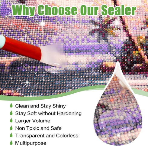 Diamond Painting Sealer Kits 15 OZ with Brushes, Diamond Art Coaster Glue Diamond Sticker Sealer Puzzle High Gloss Glue, 3 Pack 5 OZ Each Bottle...
