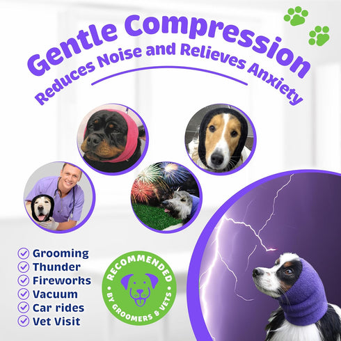 Happy Hoodie The Original Calming Band for Dogs & Cats - for Anxiety Relief – Noise Canceling for Fireworks, Thunderstorms, Pet Grooming & Force D...